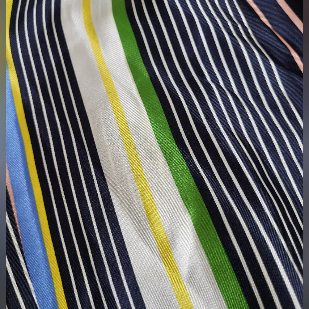 TORY BURCH Silk Pajama Pant Jogger in Field Day Stripes Blue Green Size 4